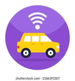 Wifi Signal With Vehicle, Icon Of Smart Car