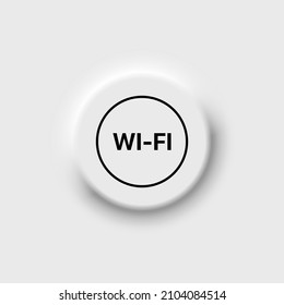 Wifi or wi-fi signal, wireless connection black outline icon. Neomorphism button wlan access. Flat isolated symbol, sign for: illustration, banner, logo, app, design, web, dev, ui, ux. Vector EPS 10