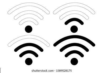 Wi-fi signal. Wireless technology, black web icons set. Internet. Vector illustration.