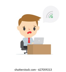 wifi signals  businessman on white background
