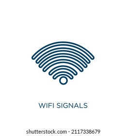 wifi signals icon. Thin linear wifi signals outline icon isolated on white background. Line vector wifi signals sign, symbol for web and mobile