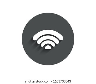 Wifi simple icon. Wi-fi internet sign. Wireless network symbol. Circle flat button with shadow. Vector