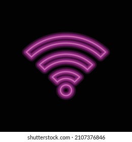 WiFi simple icon vector. Flat desing. Purple neon on black background.ai