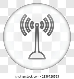 WiFi simple icon vector. Flat design. Glass button on transparent grid.ai