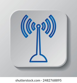 WiFi simple icon vector. Flat design. Paper cut design. Cutted blue symbol with shadow. Gray badge button, gray background.ai