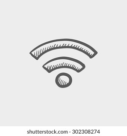 Wifi sketch icon for web and mobile. Hand drawn vector dark grey icon on light grey background.