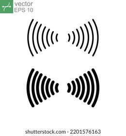 Wifi Sound Signal Connection In Two Directions Icon. Sound Radio Wave, Hot Spot Access Area, Wireless Internet Access Signal Connection. Line Vector Illustration. Design On White Background. EPS 10