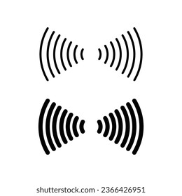 Wifi sound signal connection in two directions icon. Sound radio wave, hot spot access area, wireless internet access signal connection. Line Vector illustration. Design on white background. EPS 10