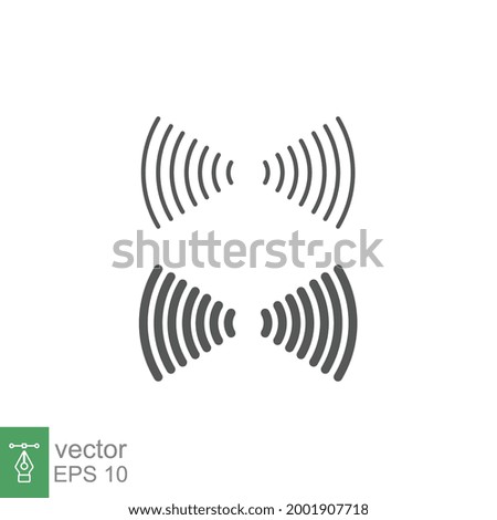 Wifi sound signal connection in two directions icon. Sound radio wave, hot spot access area, wireless internet access signal connection. Line Vector illustration. Design on white background. EPS 10