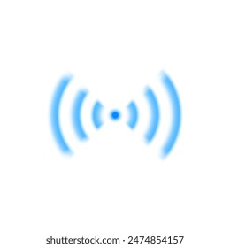 Wi-Fi and sound vibration. A bright neon blue illustration of a wireless signal with sound wave effects. A bright Internet connection icon in vector format.