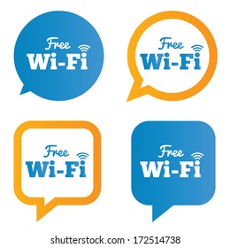 Wifi speech bubbles. Free wifi symbols. Wireless Network icons. Wifi zone. Vector illustration.