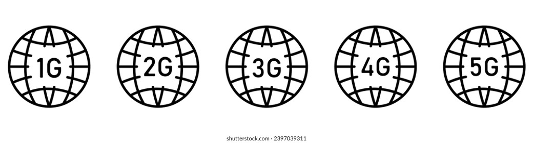 WiFi speed vector icon set. Set of internet speed icons around the world. Wi-Fi symbol. Internet coverage area vector. Vector illustration.