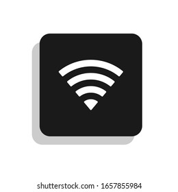 Wi-fi square logo. Wifi symbol button. Wireless internet connection sign. Simple flat shape icon. Black silhouette isolated on white background. Vector illustration image.