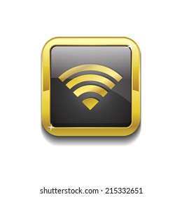 WIFI Square Vector Golden Black Web Icon Button