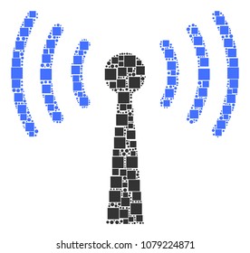 Wi-Fi Station collage icon of rectangles and circles in different sizes. Vector objects are organized into wi-fi station illustration design concept.