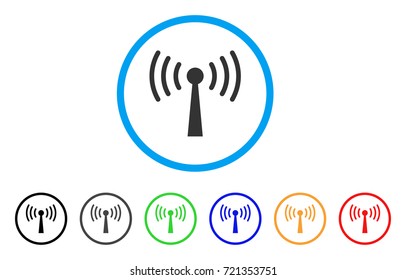 Wi-Fi Station rounded icon. Style is a flat wi-fi station grey symbol inside light blue circle with black, gray, green, blue, red, orange variants. Vector designed for web and software interfaces.