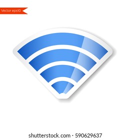Wifi sticker. 3d paper vector wifi icon isolated wih shadow.