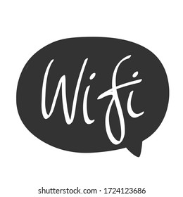 Wifi. Sticker for social media content. Vector hand drawn illustration with cartoon lettering. Bubble pop art comic style poster, t shirt print, post card, video blog cover