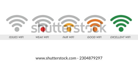 Wifi strength level icon set, Wifi signal strength vector icon, Wifi signal