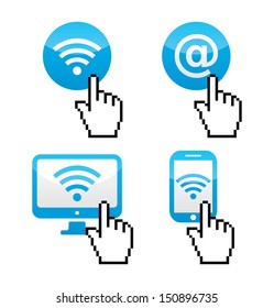 Wifi sumbol  with cursor hand icons