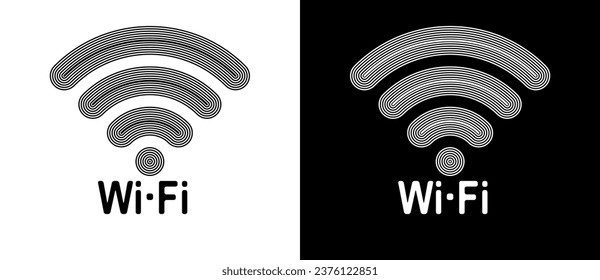 Wi-Fi symbol. Art design symbol as logo or icon. A black figure on a white background and an equally white figure on the black side.