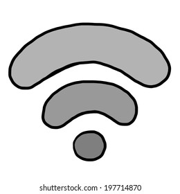 wifi symbol / cartoon vector and illustration, grayscale, hand drawn style, isolated on white background.