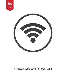 Wifi Symbol In Circle. Simple Flat Icon. Vector Illustrated Sign