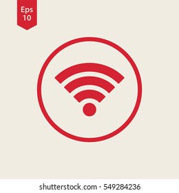 Wifi Symbol In Circle. Simple Flat Icon. Vector Illustrated Sign