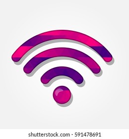 WiFi symbol with a colored triangles forming a gradient, purple to pink.
