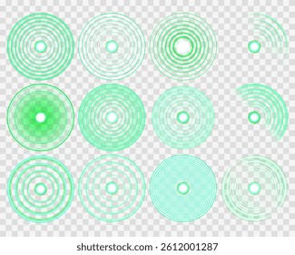 Wi-Fi symbol flashes dynamically with green radial clarity. Soundwave ripple circles simulate broadcast communication design. Tech signal pulses spread smoothly across smart UI layouts. Smart signal