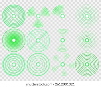 Wi-Fi symbol flashes dynamically with green radial clarity. Soundwave ripple circles simulate broadcast communication design. Tech signal pulses spread smoothly across smart UI layouts. Smart signal