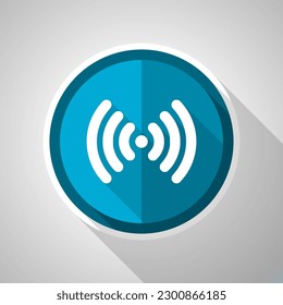 Wifi symbol, flat design vector blue icon with long shadow