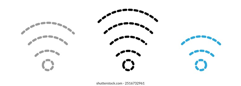 Símbolo de Wi-Fi. ilustração plana de ícone de vetor de Wi-Fi, símbolo de sinal de comunicação. sinal e símbolo. Ícone sem fio. Conjunto de símbolos Wi-fi. tecnologia sem fio do roteador. Zona sem fio livre. Eps 10.