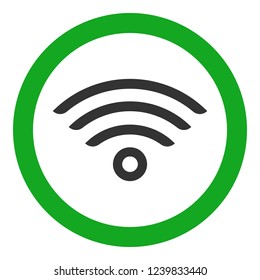 WIFI symbol in green circle. Vector icon.