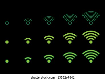 Wifi symbol green color, outline, fill color