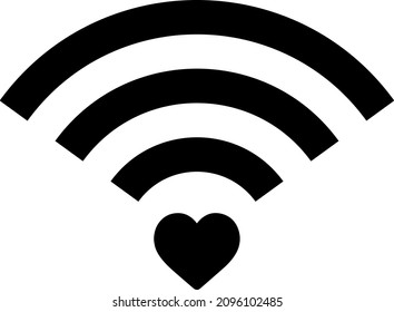 Wifi symbol with heart for use in coffee shops and social areas. It also means spreading love.