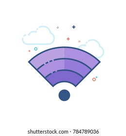 WiFi symbol icon in outlined flat color style. Vector illustration.
