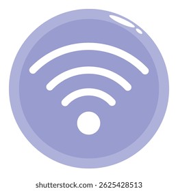 Símbolo de Wi-Fi que indica a disponibilidade da Internet, com um design minimalista em um fundo roxo