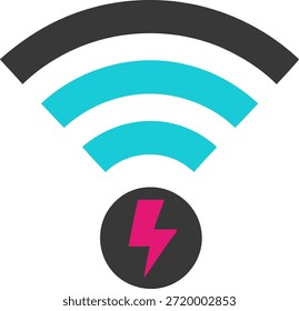 Wi-Fi-Symbol mit Blitzsymbol, das die schnelle drahtlose Ladetechnologie darstellt.