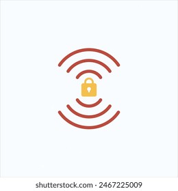 Wifi symbol and lock icon. Blocked wireless internet signal. Wi-Fi signal error. Failure wifi icon. Disconnected wireless internet signal. Vector illustration isolated on white background.