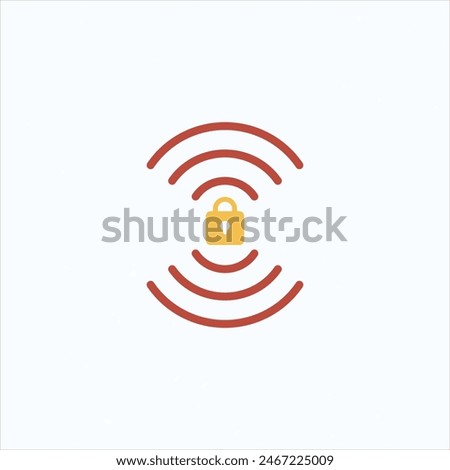 Wifi symbol and lock icon. Blocked wireless internet signal. Wi-Fi signal error. Failure wifi icon. Disconnected wireless internet signal. Vector illustration isolated on white background.