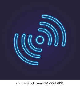 Wi-Fi symbol with neon effect, blue. Internet waves