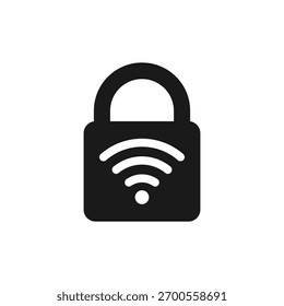 Símbolo Wifi com ícone de cadeado. Trava por toque. Ilustração vetorial com wi-fi.