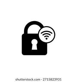Wifi Symbol mit Vorhängeschloss Symbol. Tippen Sie auf Schloss. Vektorgrafik mit Wi-Fi.