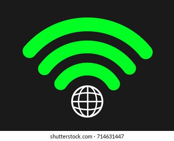 Wi-fi symbol with planet Earth - global connection to internet site and web. Digital and technologic innovation - general access to be online and use worldwide web through wireless technology