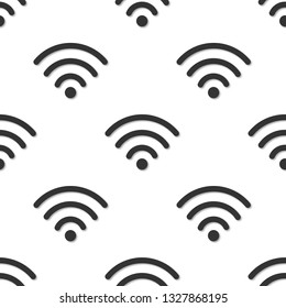 Wi-fi symbol seamless pattern. 3d vector. Wireless internet access symbol