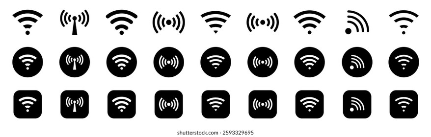 wifi symbol set. Network signs. wi-fi icon sign for remote internet access. Wireless and wifi icon. Vector illustration