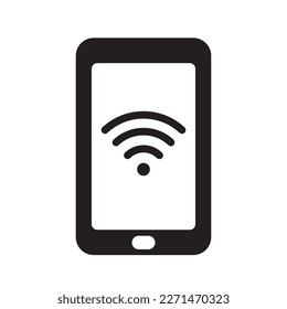 Wifi symbol in smartphone screen, connect to wireless internet icon isolated vector illustration on white background.