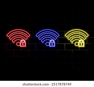 Wi-Fi Symbol Drahtlose WiFi-Netzwerke. Symbol. wi fi Hotspot Hi-Tech Innovation Concept mit futuristischem Neonglühen im Rauch. Vektorgeschäftshintergrund.