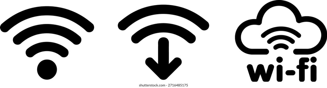 Símbolos Wi-Fi e icono de la nube que representan Internet inalámbrico